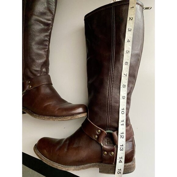 Frye Leather Harness Melissa Boots Women Sz 6.5 Brown Round Toe - Picture 11 of 13